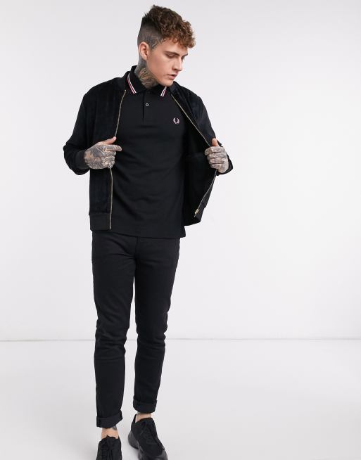 Fred Perry twin tipped polo in black | ASOS