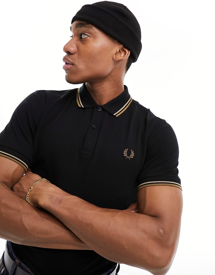 Fred Perry twin tipped polo in black