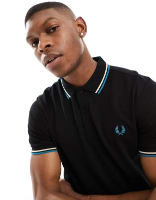 Fred Perry Twin Tipped Polo In Black