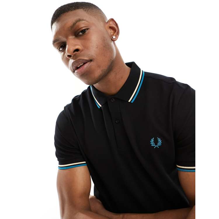 Fred Perry twin tipped polo in black | ASOS