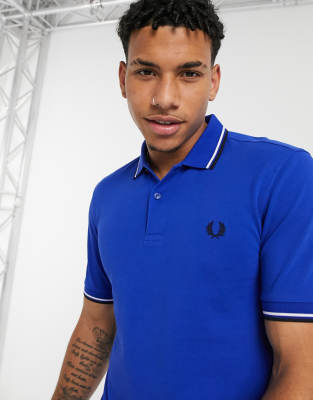 fred perry twin tipped polo t shirt blue