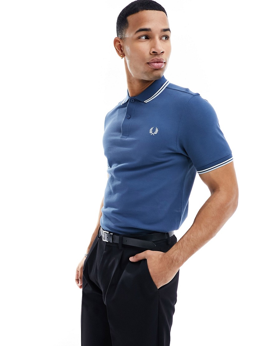 Fred Perry twin tipped polo in bright blue