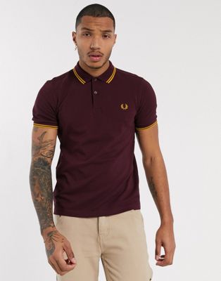 Fred Perry twin tipped polo in burgundy | ASOS