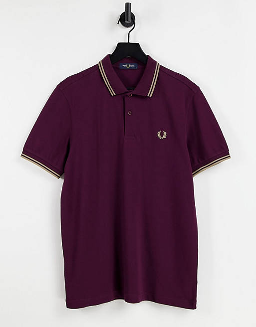 Fred Perry twin tipped polo in burgundy