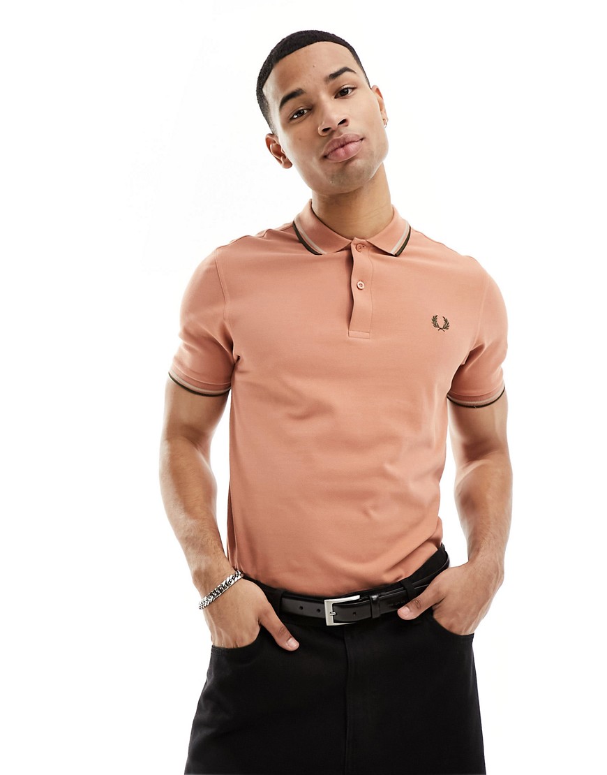 Fred Perry twin tipped polo in coral-Orange
