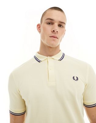 Fred Perry twin tipped polo in cream - ASOS Price Checker