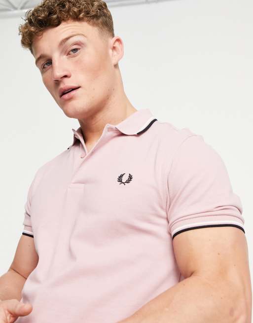 Fred Perry twin tipped polo in lt. pink ASOS