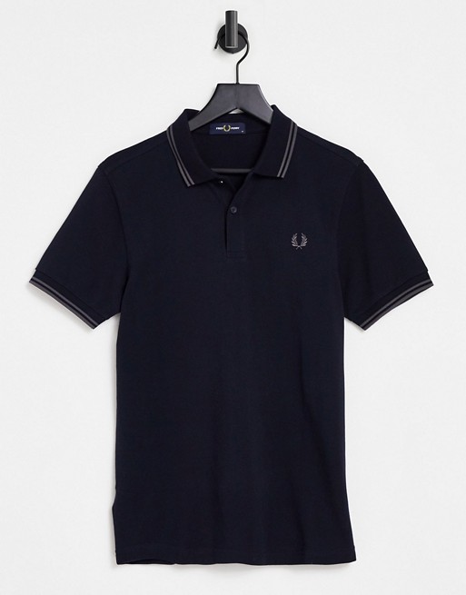 Fred Perry twin tipped polo in navy/grey