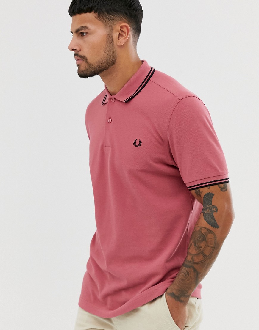 Fred Perry twin tipped polo in red/ black