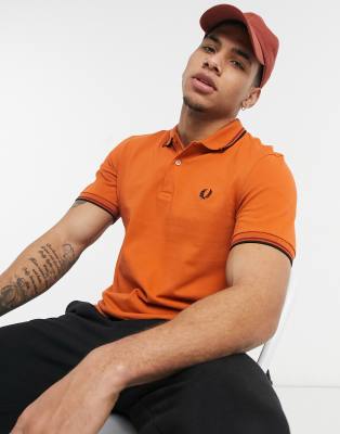 Fred Perry Twin Tipped Polo In Rust orange ModeSens