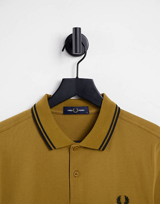  Fred Perry twin tipped polo in tan 