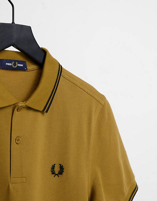  Fred Perry twin tipped polo in tan 