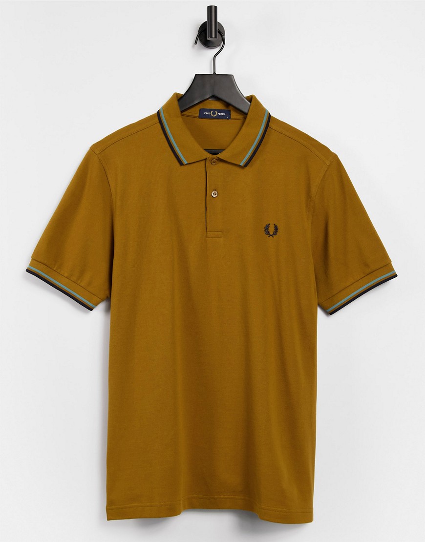 Fred Perry twin tipped polo in tan-Brown