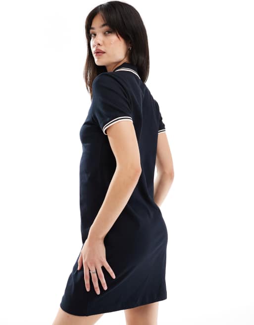 ■FRED PERRY■ Womens Lip Polo Shirt Dress Navy AFPF25191696 Fred Perry Twin Tipped Polo Shirt Dress | Navy | D3600-L51