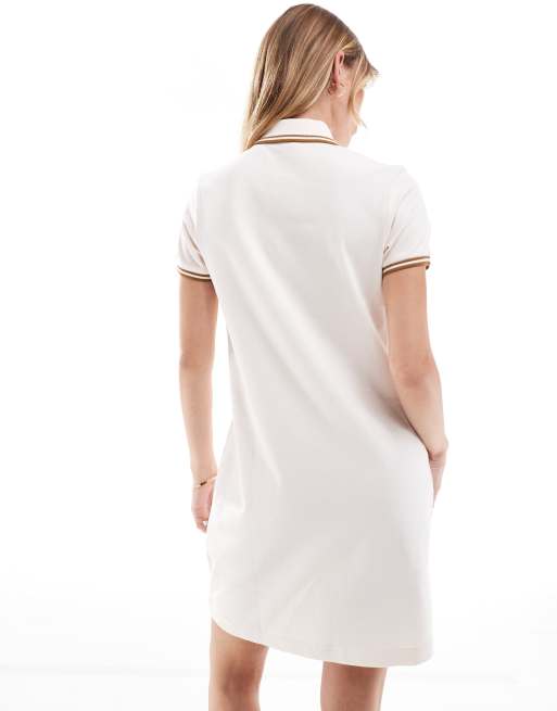 Fred Perry twin tipped polo shirt dress in peach | ASOS