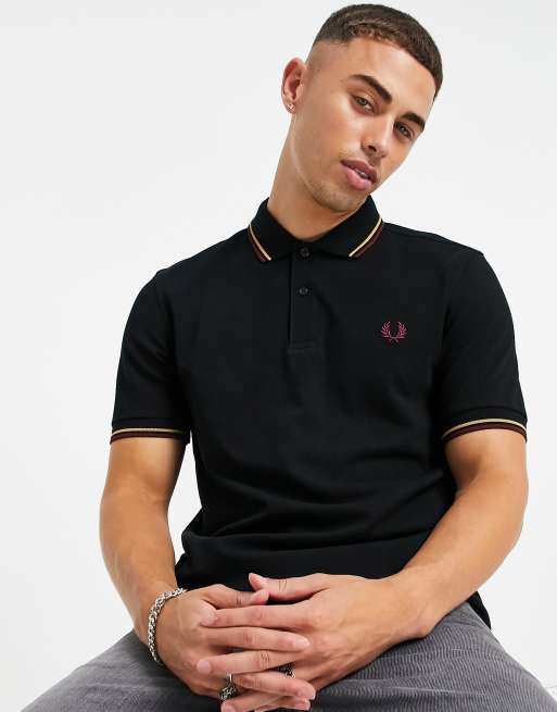 Fred perry twin 2024 tipped polo black