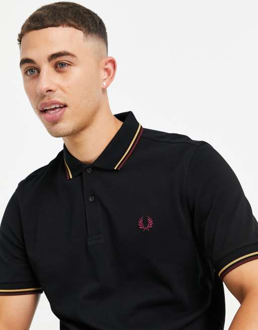 Fred perry black and gold store polo shirt