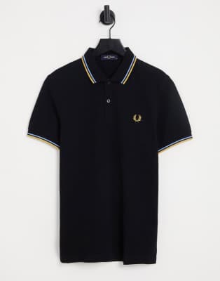 Fred Perry Twin Tipped Polo Shirt In Black