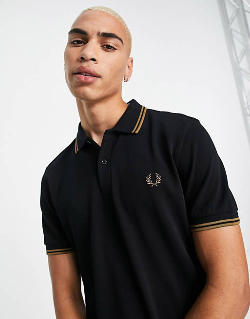 specificatie Ongrijpbaar Circulaire Fred Perry twin tipped polo shirt in black | ASOS