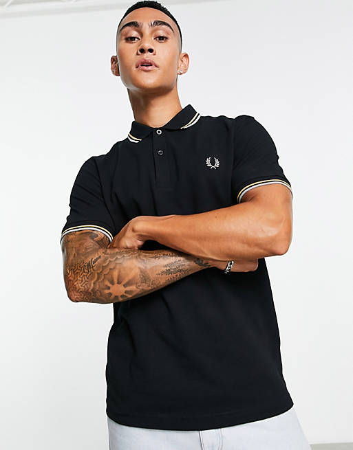 Gelijkmatig bekennen meest Fred Perry twin tipped polo shirt in black | ASOS