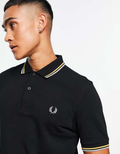 Fred perry black tipped polo clearance shirt