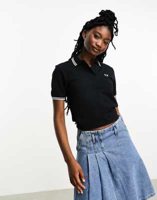 Fred Perry Fred Perry twin tipped polo shirt in black