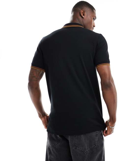 Fred Perry twin tipped polo shirt in black | ASOS