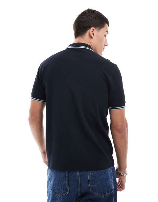 Fred Perry twin tipped polo shirt in black | ASOS