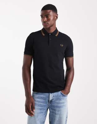 Fred Perry Twin Tipped Polo Shirt In Black
