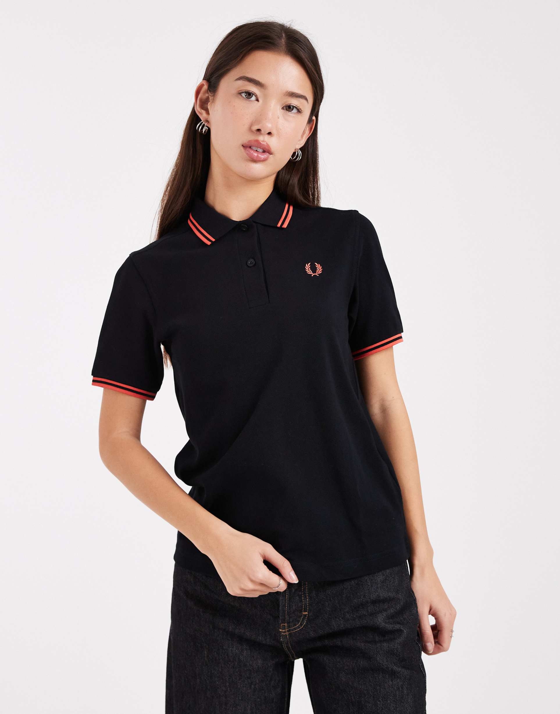 fred perry twin tipped polo shirt in black
