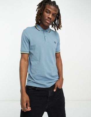 Fred Perry twin tipped polo shirt in blue - ASOS Price Checker