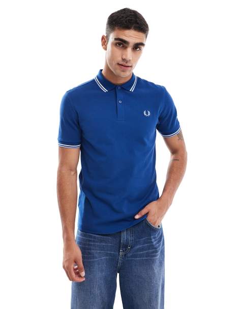 Fred Perry twin tipped polo shirt in blue - view 1