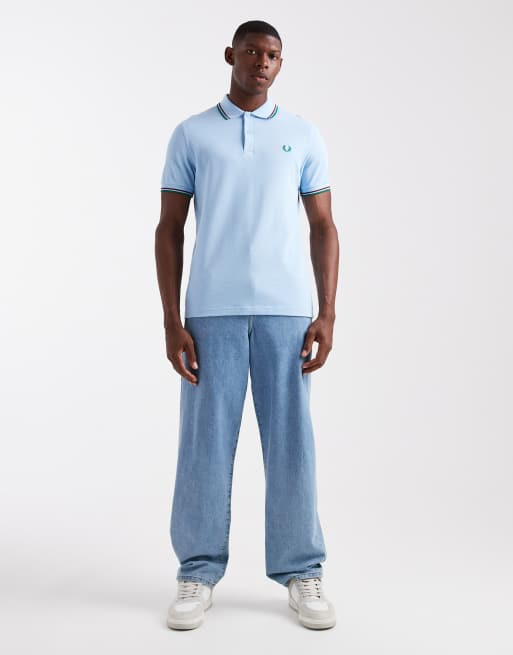 Fred Perry twin tipped polo shirt in blue, 2 of 5