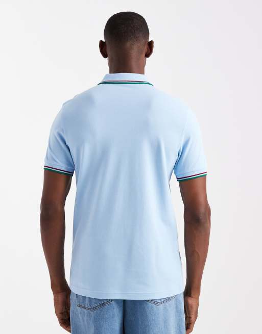 Fred Perry twin tipped polo shirt in blue, 3 of 5