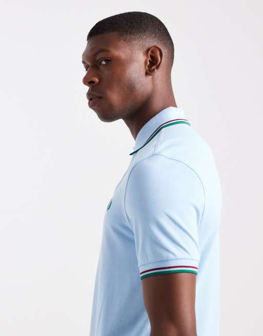 Fred Perry twin tipped polo shirt in blue, 4 of 5