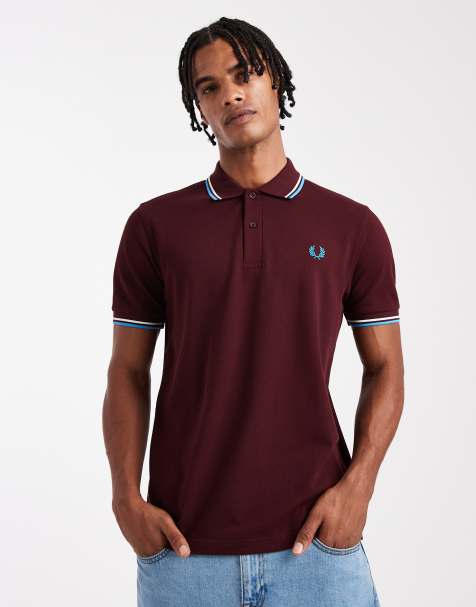 Fred Perry twin tipped polo shirt in burgundy - view 1