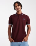[Fred Perry] Fred Perry twin tipped polo shirt in burgundy S BURGUNDY