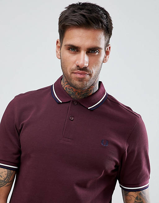 Fred Perry twin tipped shirt in burgundy |