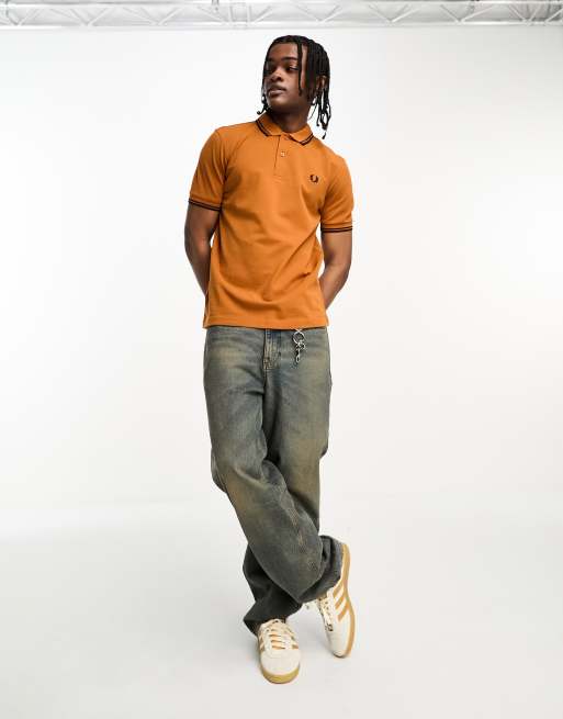 Orange fred perry t hot sale shirt