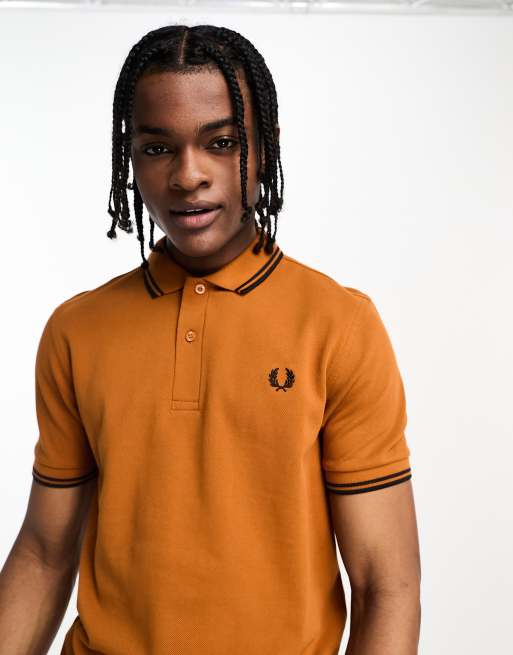 Fred Perry twin tipped polo shirt in burnt orange ASOS