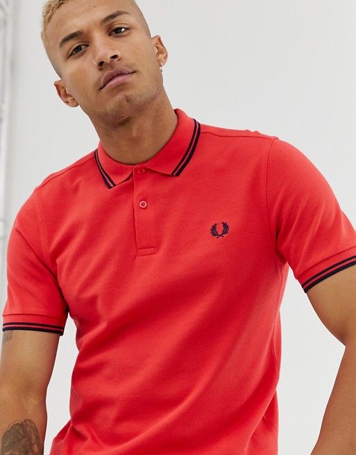 Fred Perry twin tipped polo shirt in coral orange