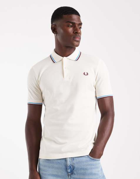 Fred Perry twin tipped polo shirt in cream - view 1