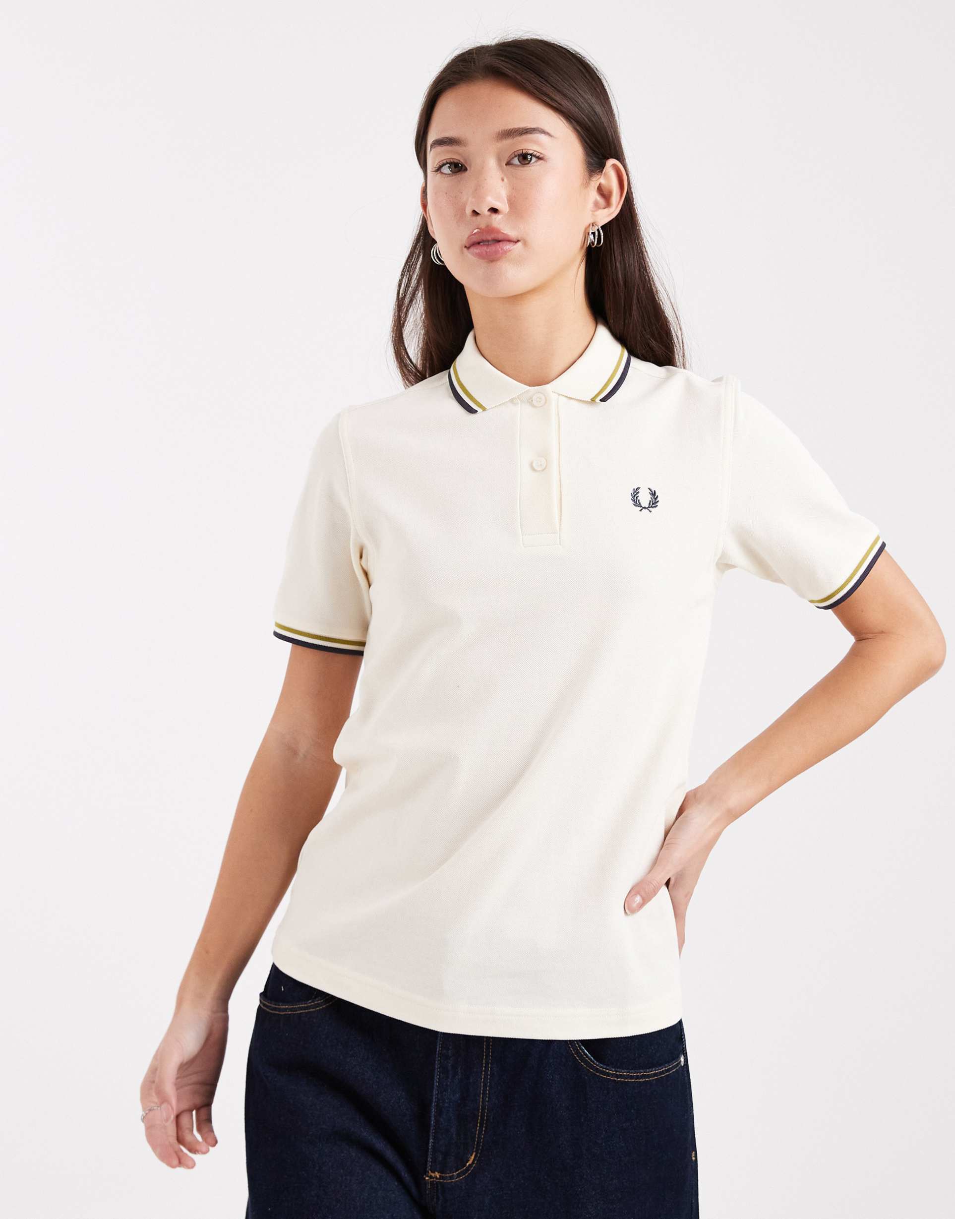 fred perry twin tipped polo shirt in cream