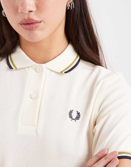 Fred Perry twin tipped polo shirt in cream, 2 of 4