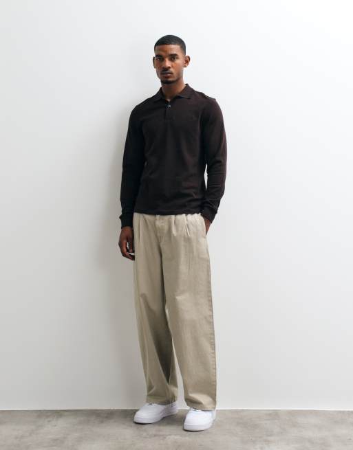 Fred Perry twin tipped polo shirt in dark brown with black tipping , 3 of 7