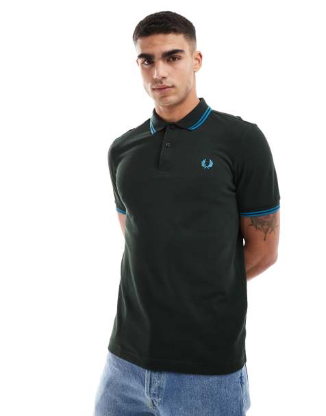 Fred Perry twin tipped polo shirt in dark green - view 1