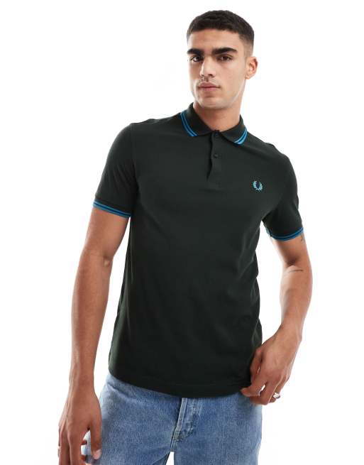 Fred Perry twin tipped polo shirt in dark green