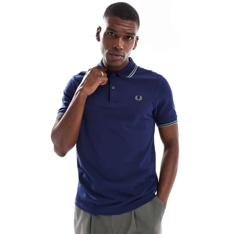 Fred Perry twin tipped polo shirt in dark green | ASOS
