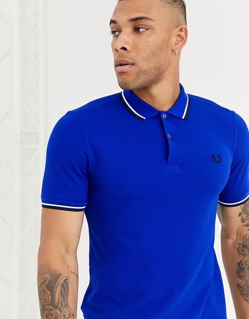 Fred Perry twin tipped polo shirt in deep blue