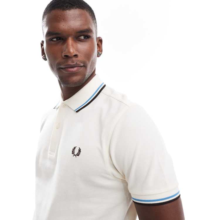 Fred Perry twin tipped polo shirt in ecru | ASOS
